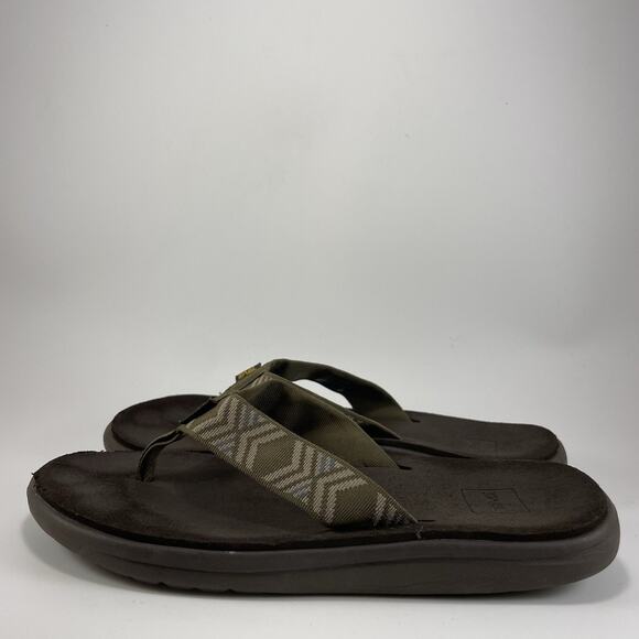 Teva Voya Canvas Flip Flops Mens Size 9 Olive Green Sandals Beach Pool Comfort - Picture 3 of 9